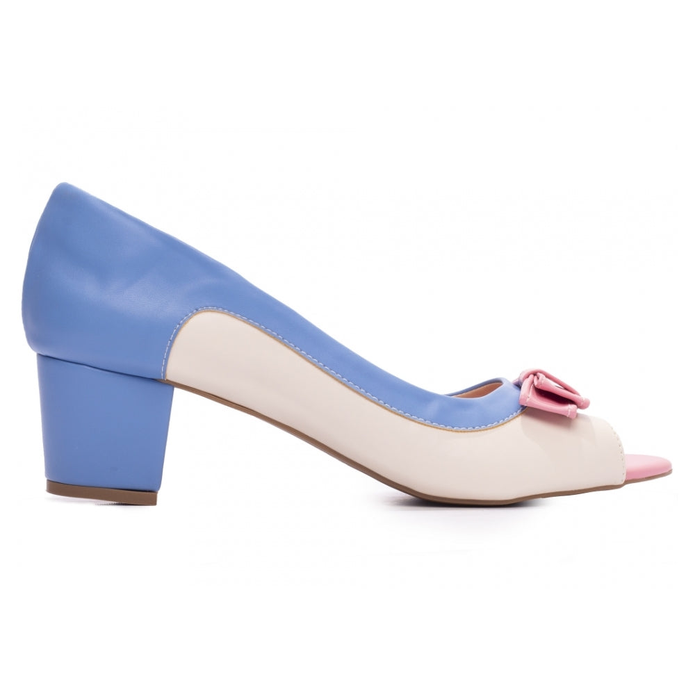 Peep Toe em Napa Off White, Azul e Rosa