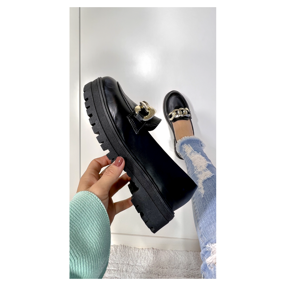 Mocassim Feminino Tratorado Napa Preto