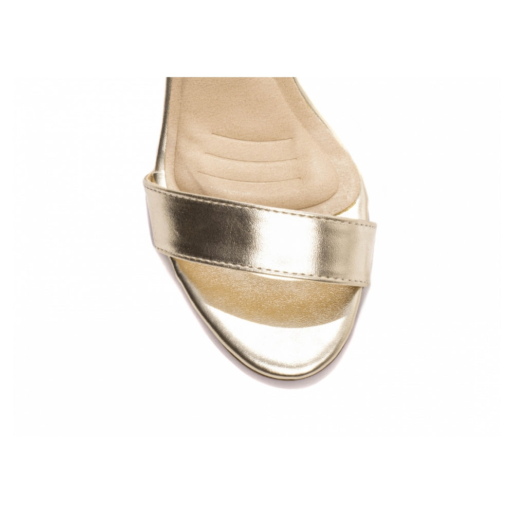 Sandalia Napa Metalizado Ouro Light com Fivela Dourada