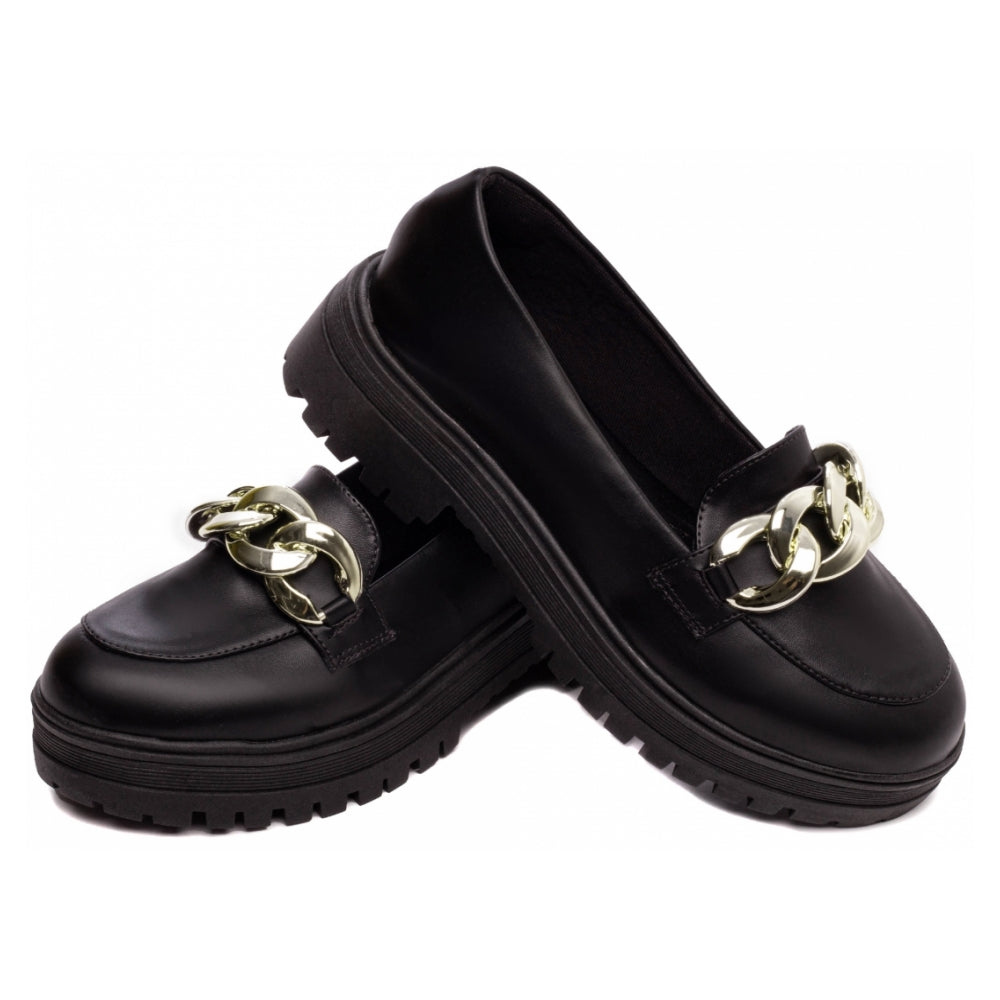 Mocassim Feminino Tratorado Napa Preto