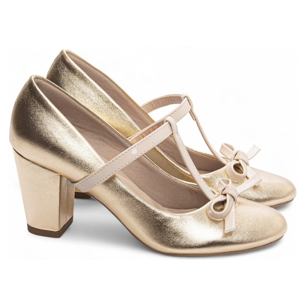 Sapato Scarpin Boneca Mary Jane Dourado