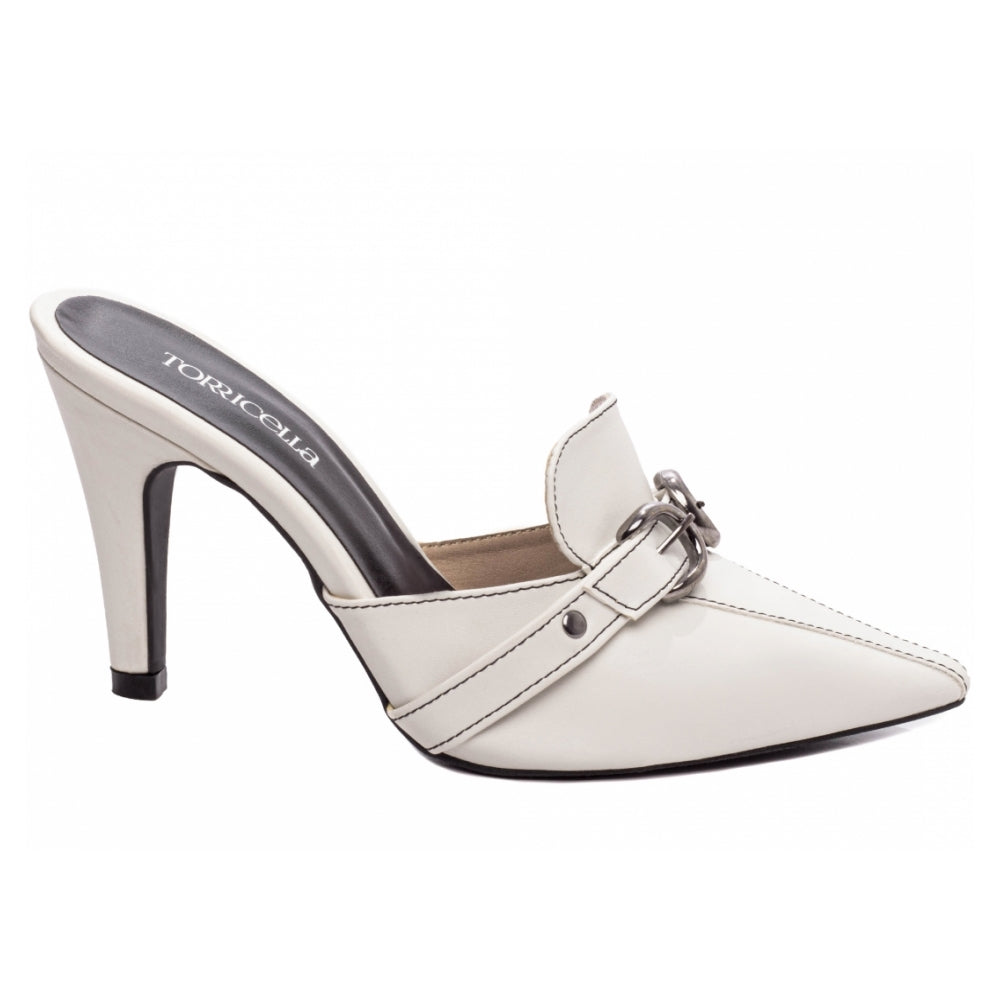 Scarpin Mule em Napa Off White com Fivela