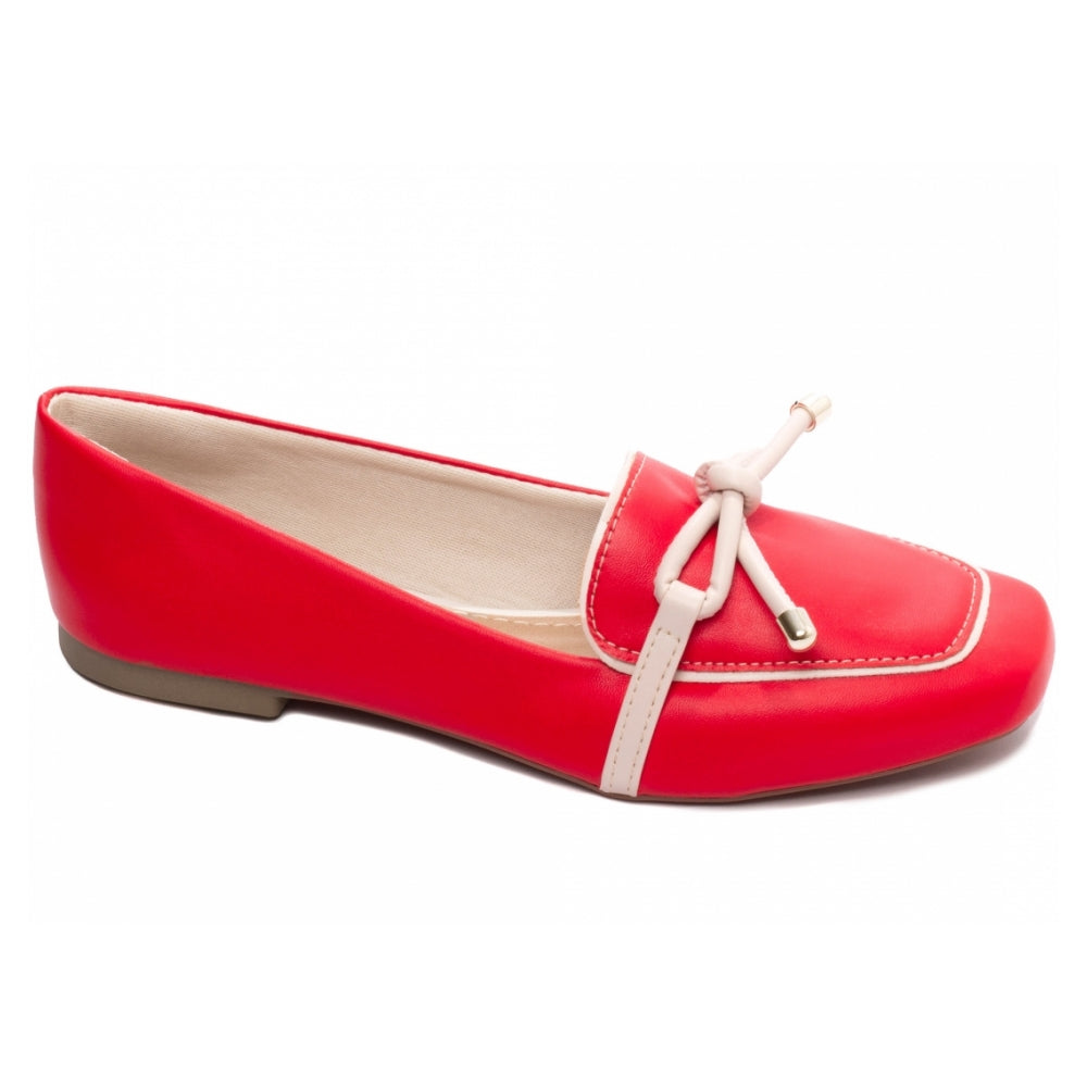 Mocassim em Napa Vermelho e Napa Off White