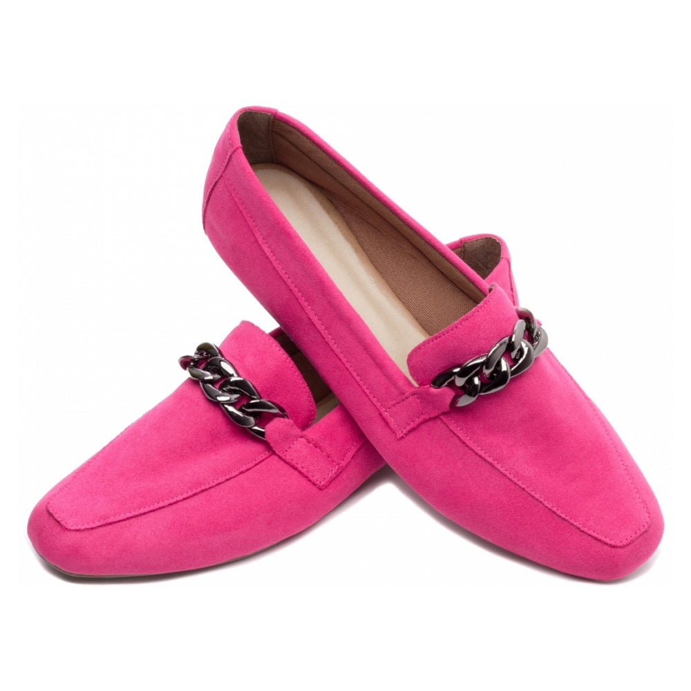 Mocassim Feminino Camurça Pink Bico Alongado