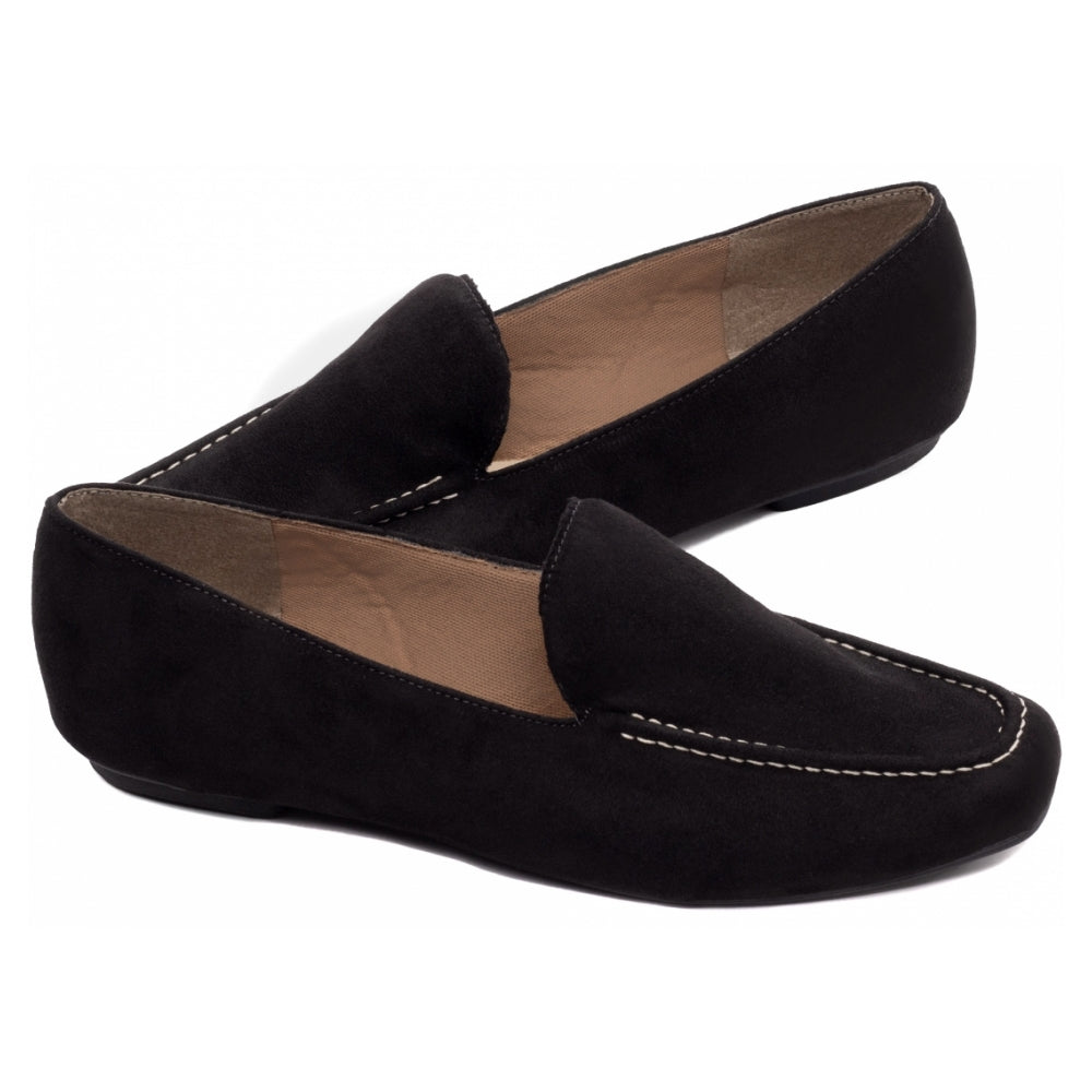 Mocassim Feminino Bico Alongado Camurça Preto