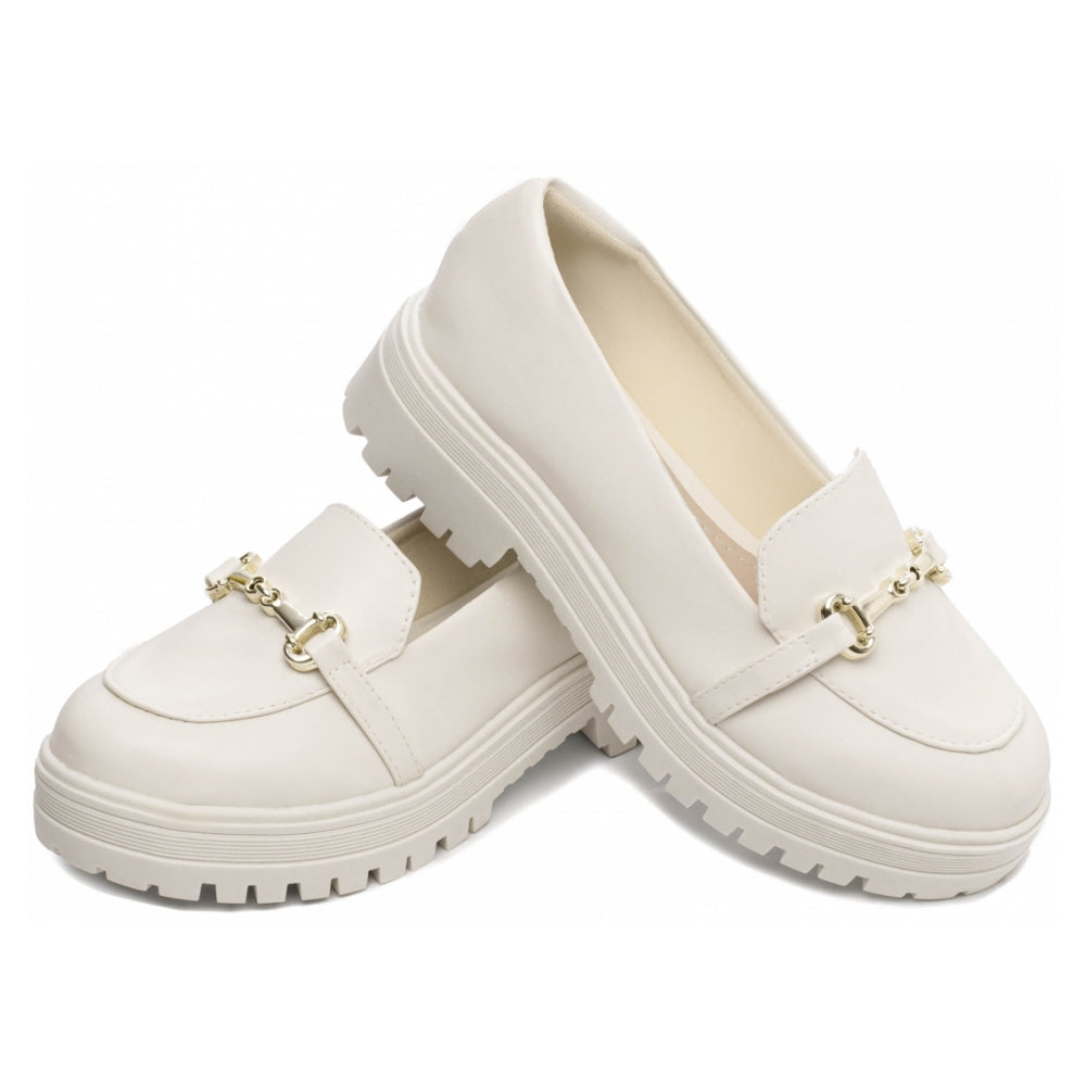 Mocassim Feminino Tratorado Napa Off White