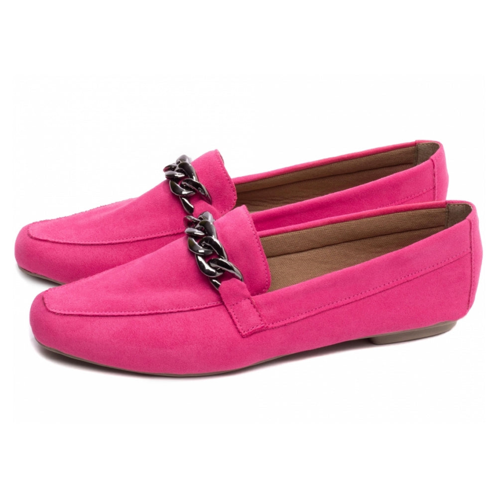 Mocassim Feminino Camurça Pink Bico Alongado