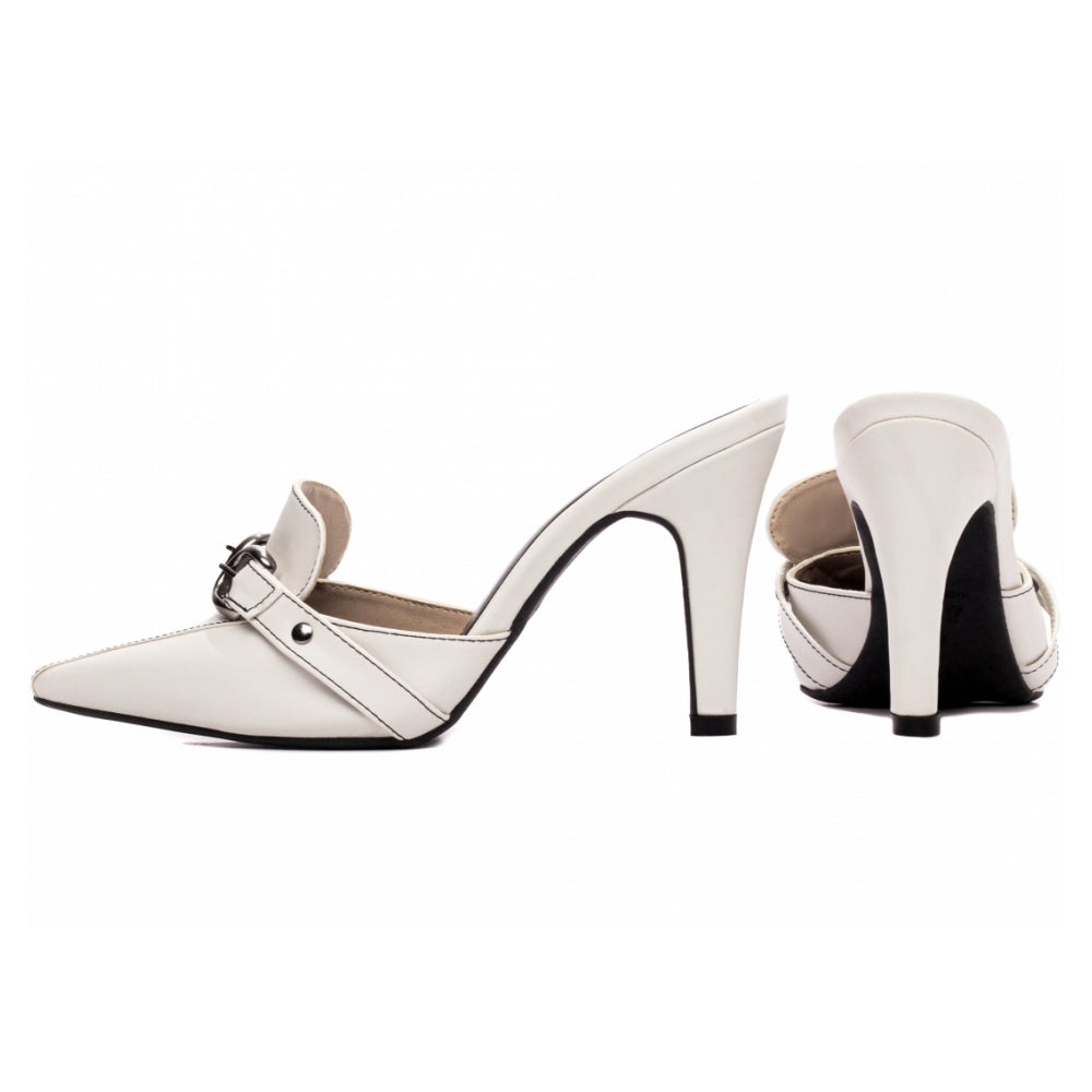 Scarpin Mule em Napa Off White com Fivela