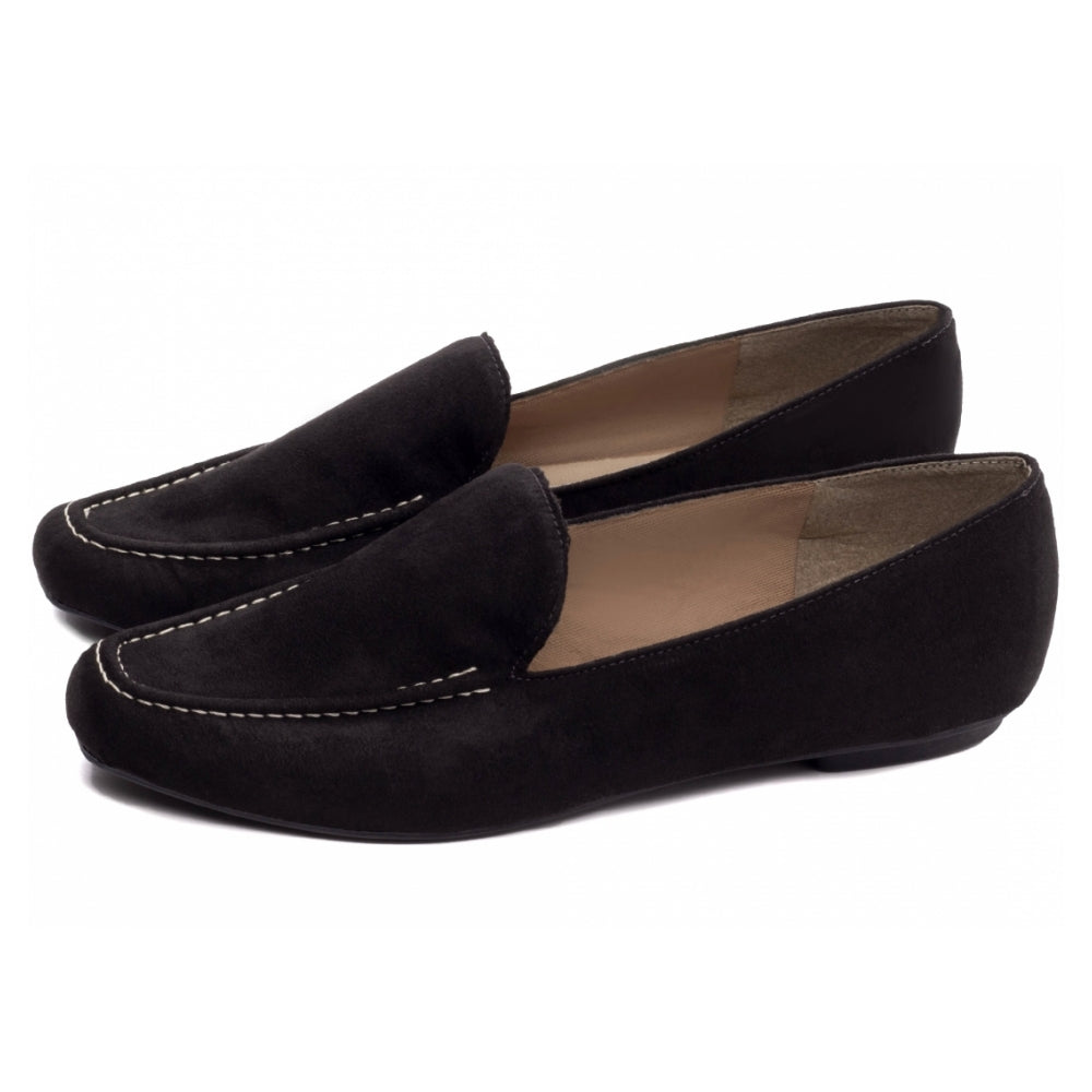 Mocassim Feminino Bico Alongado Camurça Preto