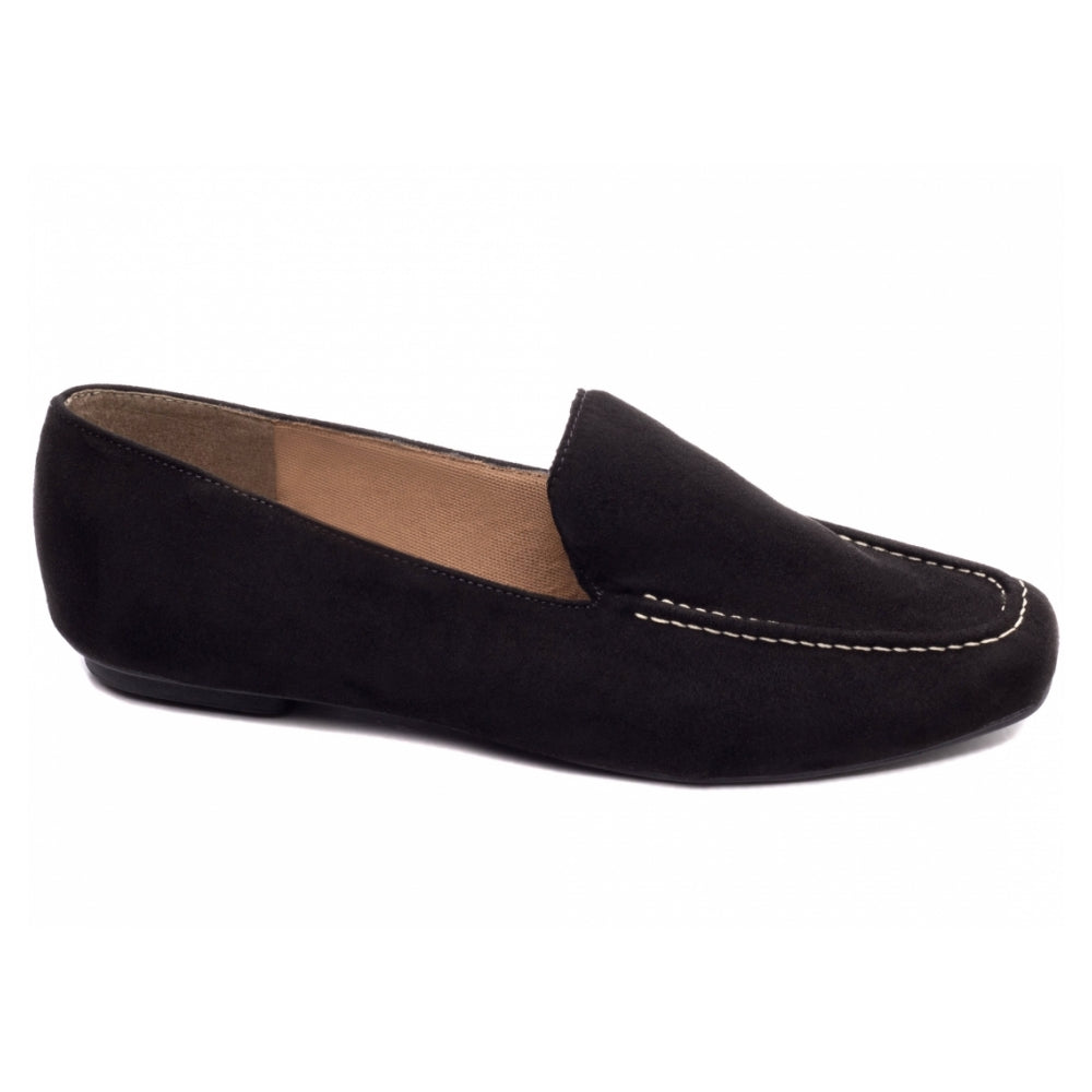 Mocassim Feminino Bico Alongado Camurça Preto