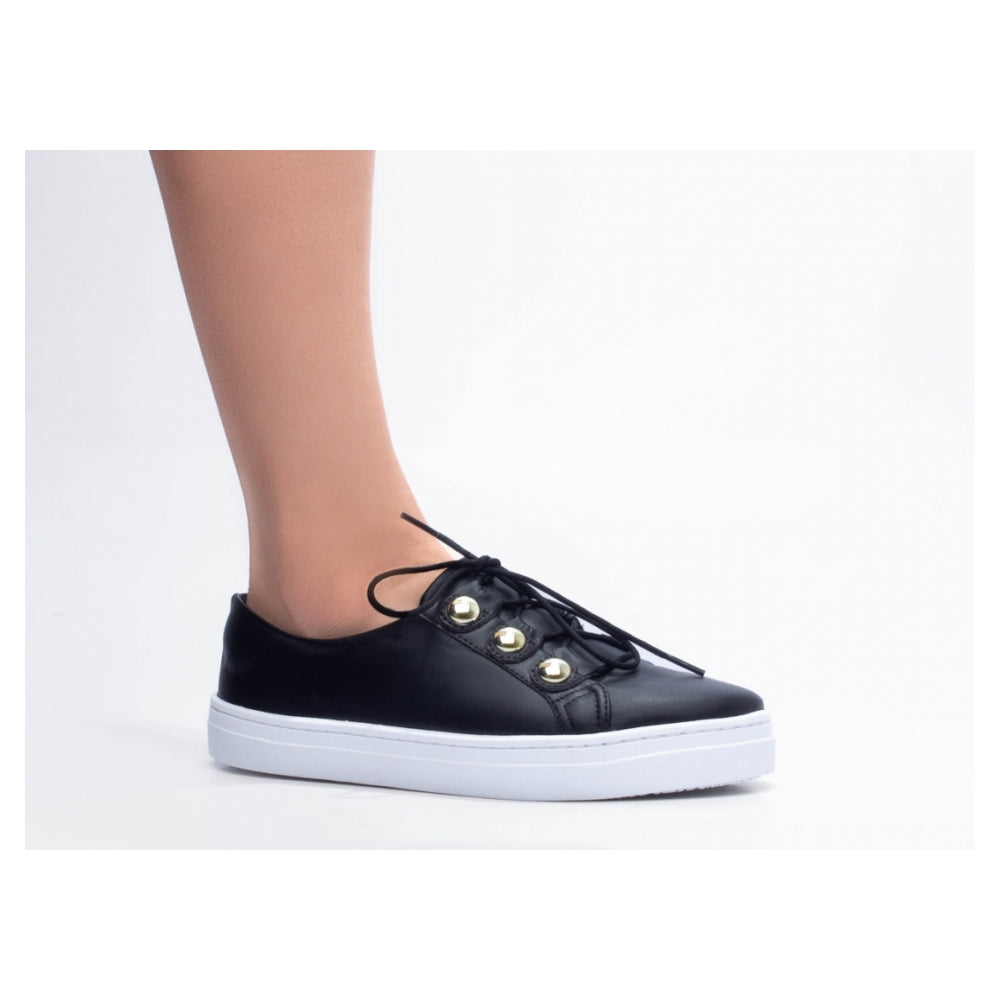 Tênis Slip On Feminino em Napa Preto