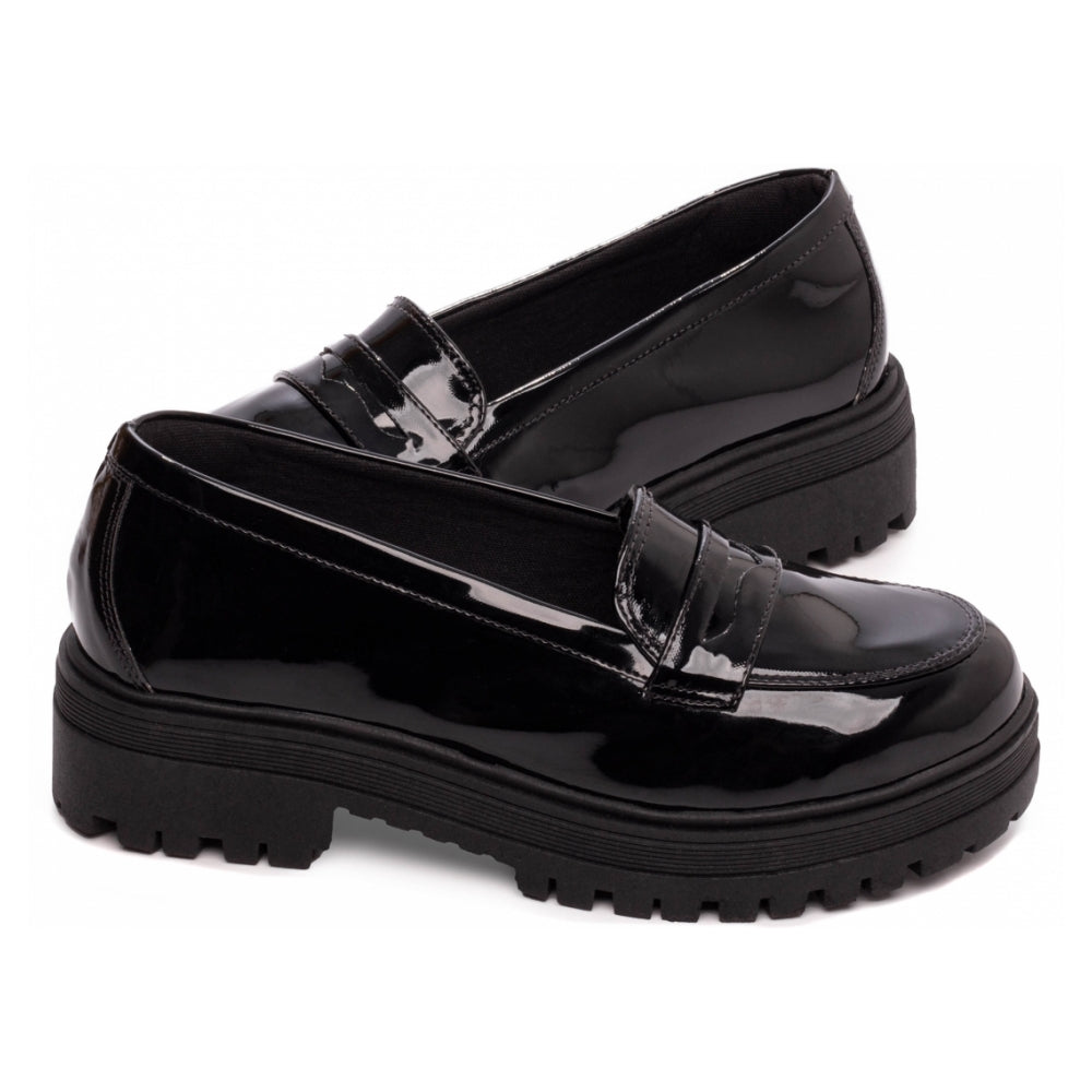 Mocassim Feminino Tratorado em Verniz Preto