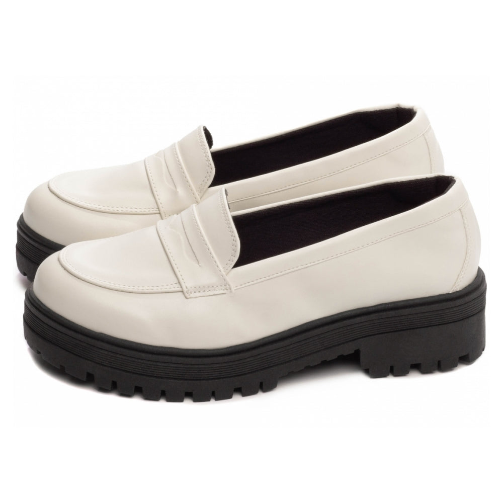 Mocassim Feminino Tratorado em Napa Off White