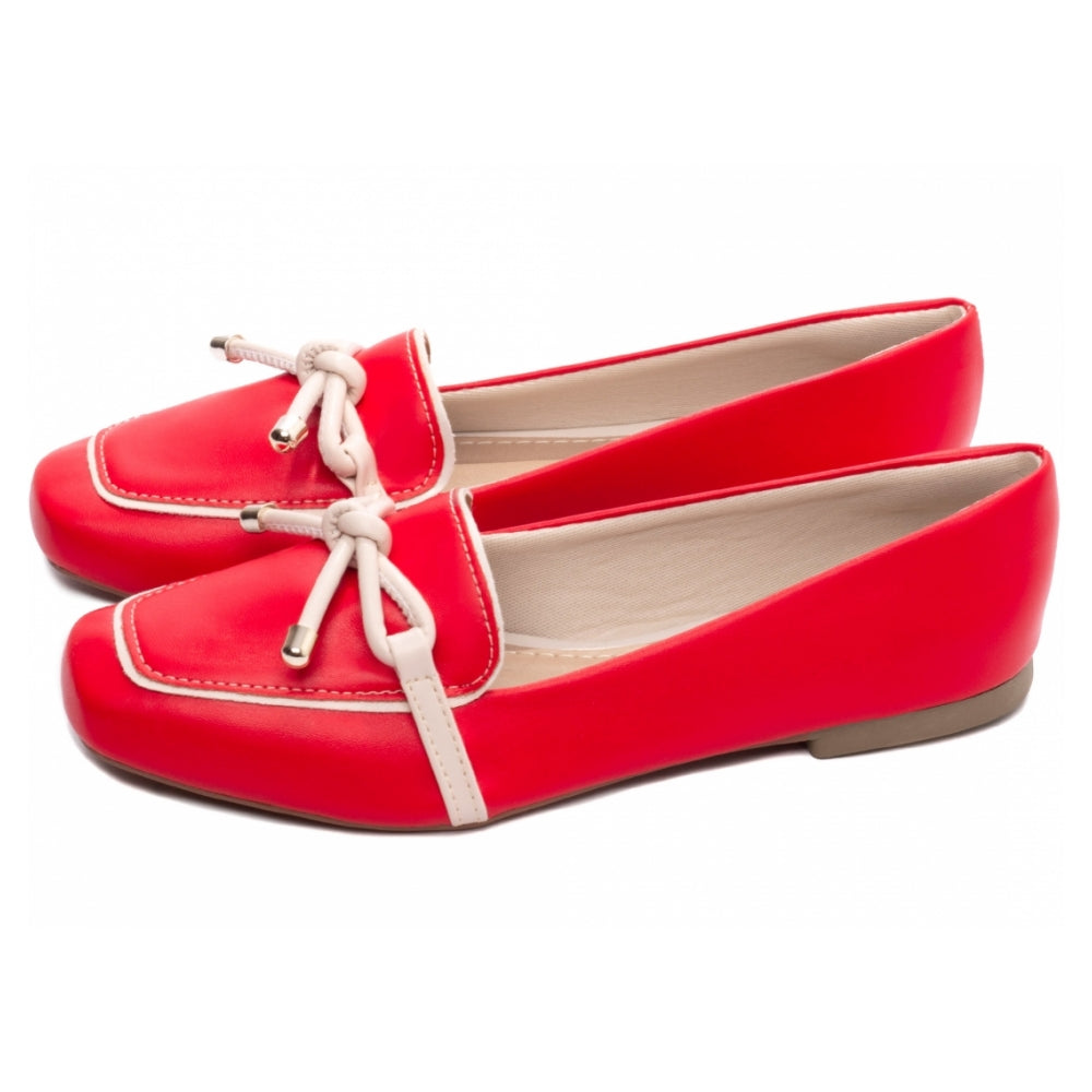 Mocassim em Napa Vermelho e Napa Off White