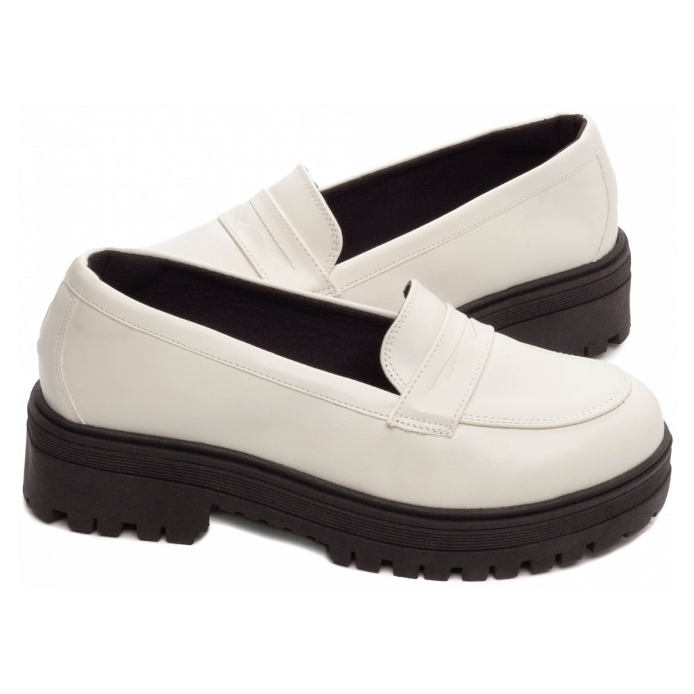 Mocassim Feminino Tratorado em Napa Off White