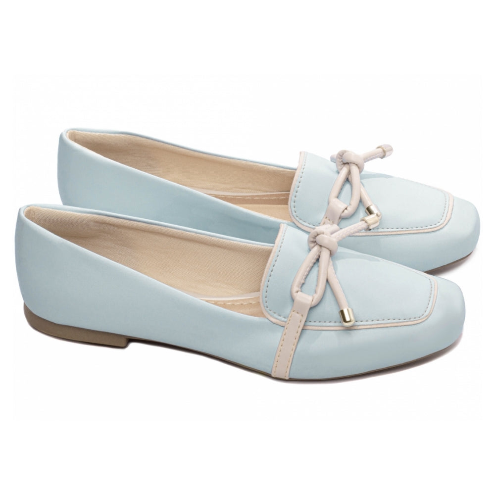 Mocassim Sapatilha em Napa Azul e Napa Off White