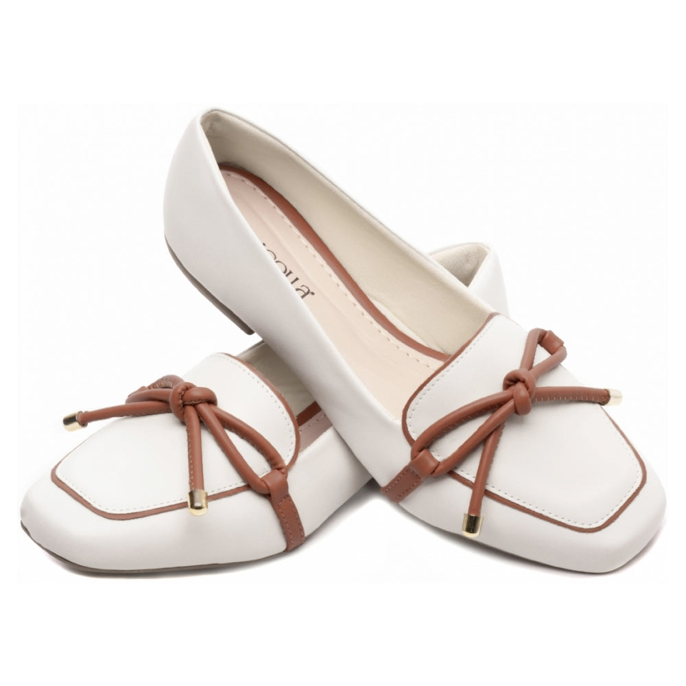 Mocassim Napa Off White e Napa Caramelo