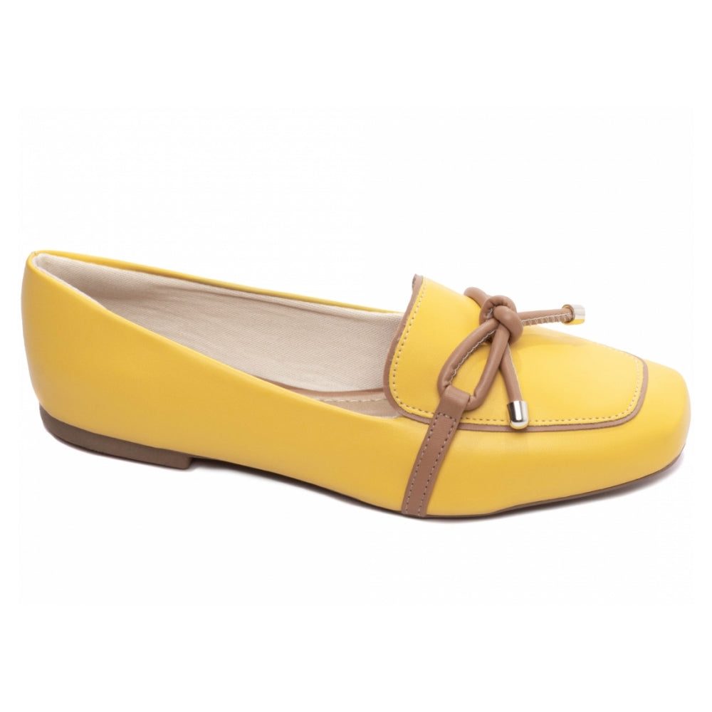 Mocassim Sapatilha em Napa Amarelo e Napa Bege