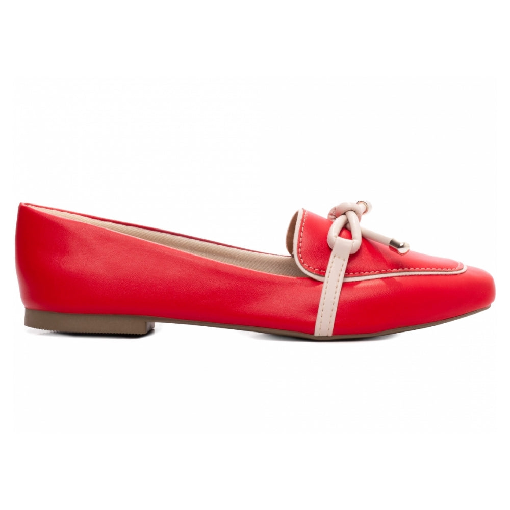 Mocassim em Napa Vermelho e Napa Off White