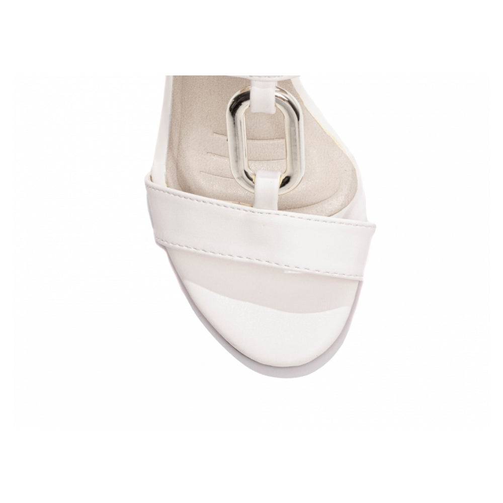 Sandalia Napa Off White com Fivela Dourada