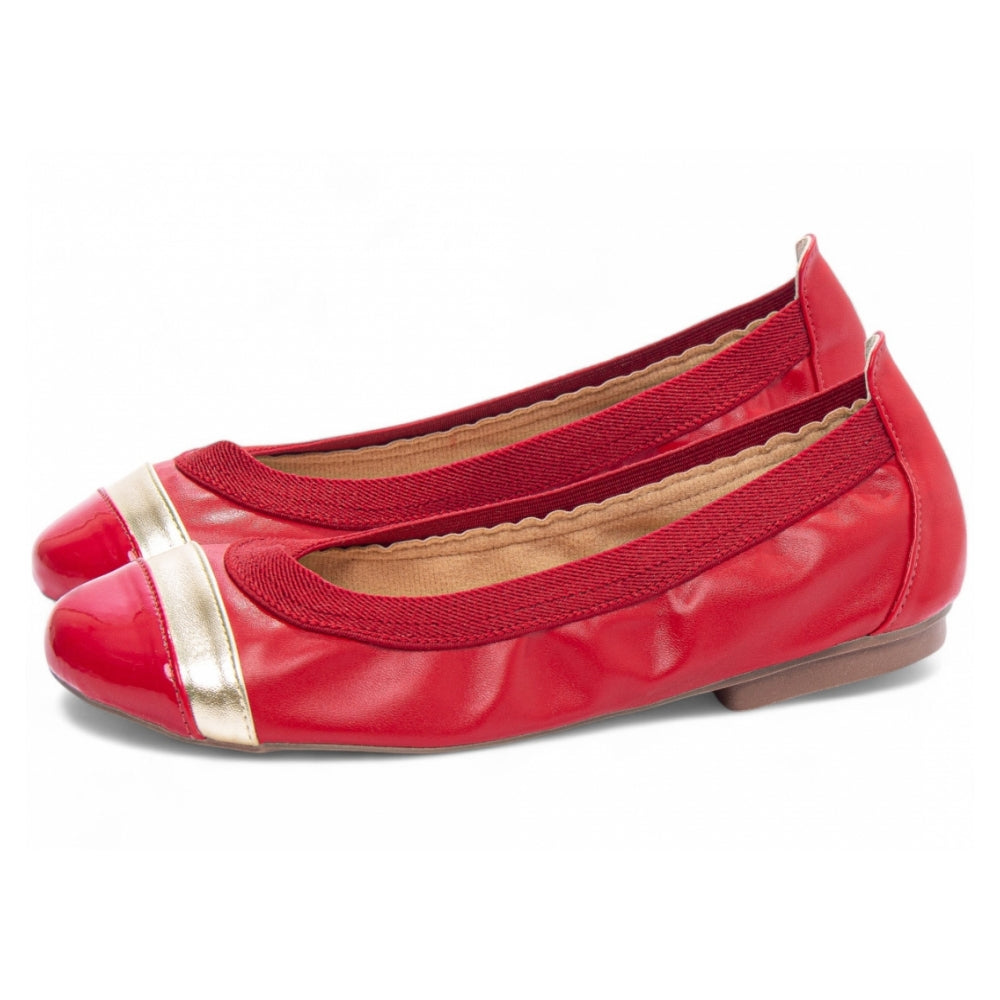 Sapatilha Maria Mole Bag Shoes em Verniz Vermelho com Napa Metalizado Ouro Light