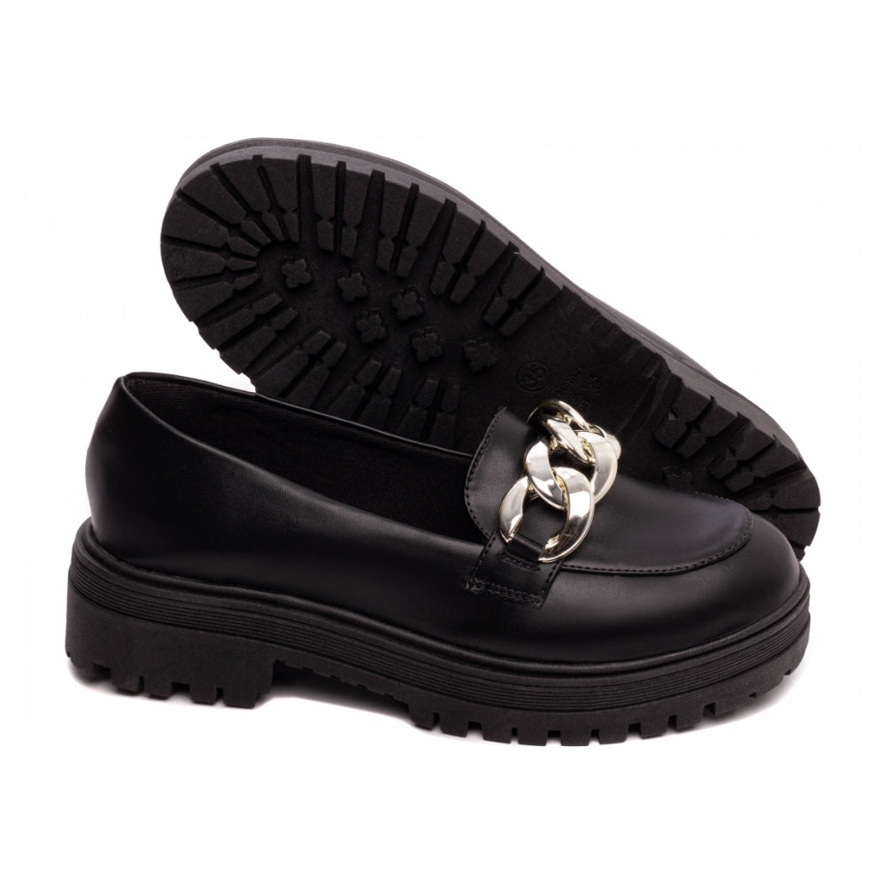 Mocassim Feminino Tratorado Napa Preto