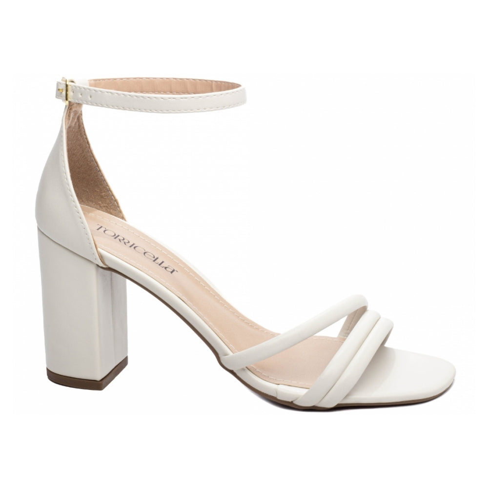 Sandália de Napa Off White com Fivela de Ajuste na Cor Ouro Light