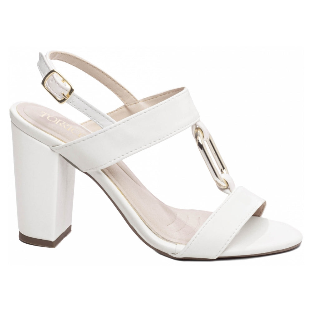 Sandalia Napa Off White com Fivela Dourada