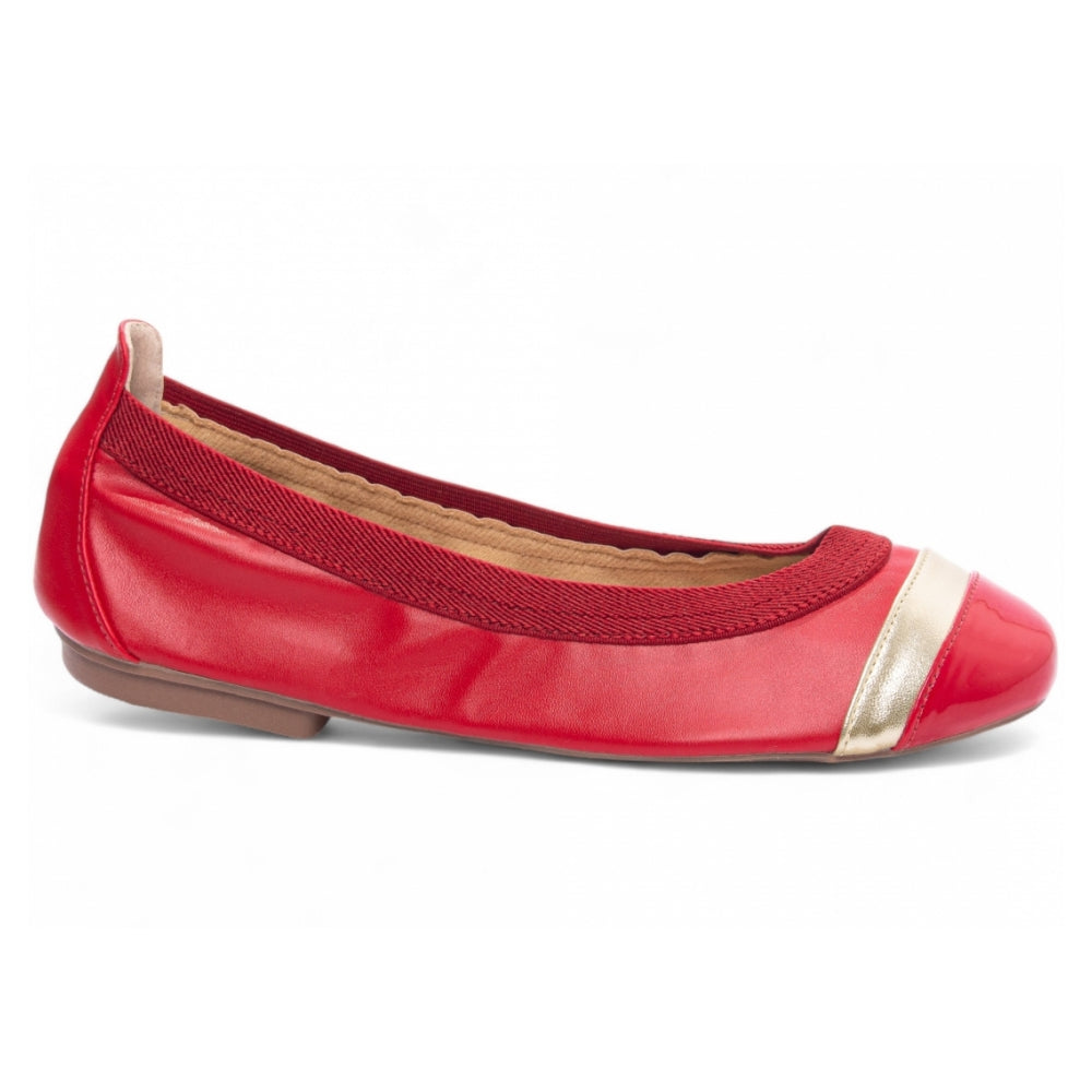 Sapatilha Maria Mole Bag Shoes em Verniz Vermelho com Napa Metalizado Ouro Light