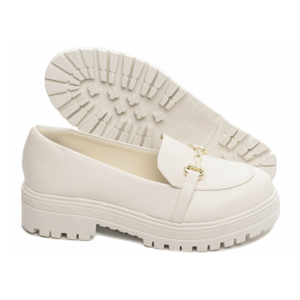 Mocassim Feminino Tratorado Napa Off White