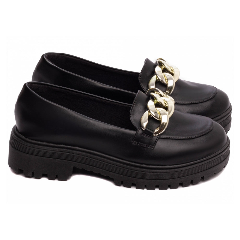 Mocassim Feminino Tratorado Napa Preto