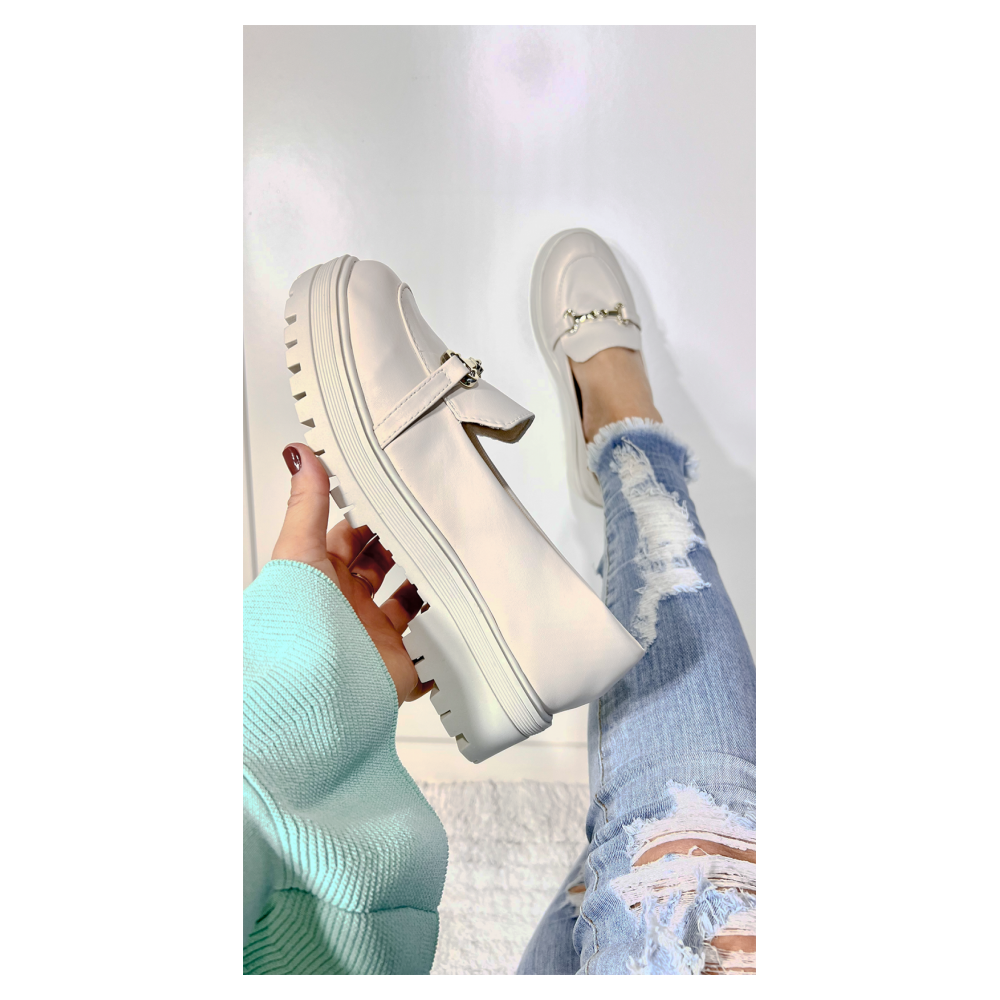 Mocassim Feminino Tratorado Napa Off White