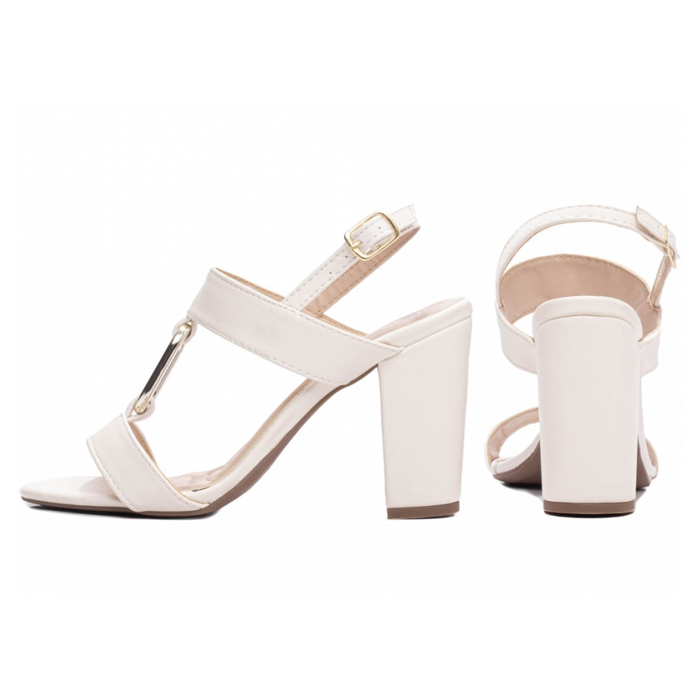 Sandalia Napa Off White com Fivela Dourada