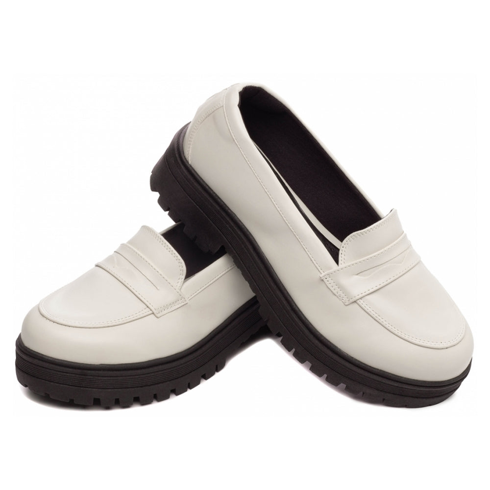 Mocassim Feminino Tratorado em Napa Off White