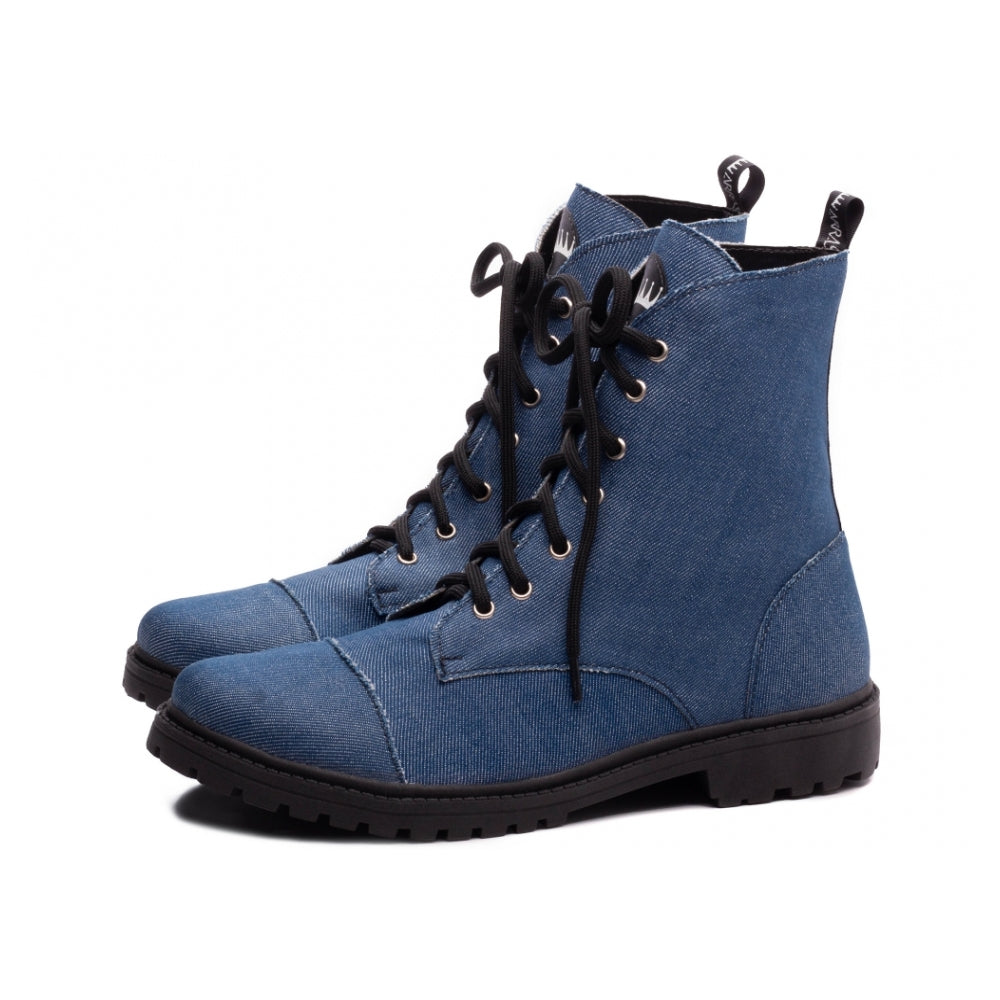 Bota Feminina Coturno Jeans