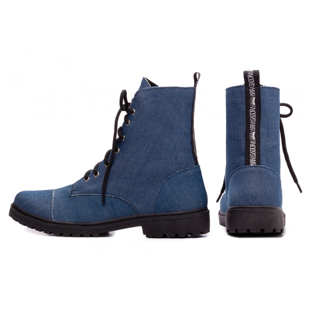 Bota Feminina Coturno Jeans