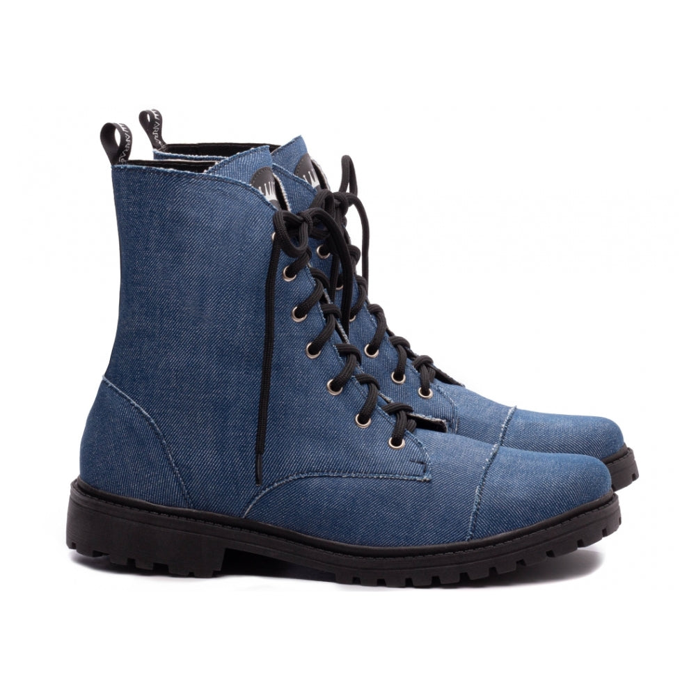 Bota Feminina Coturno Jeans