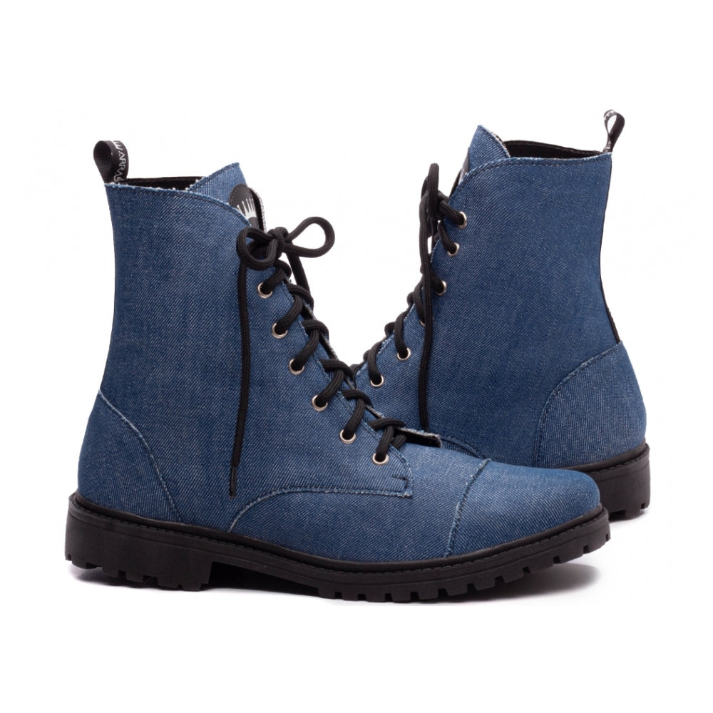 Bota Feminina Coturno Jeans