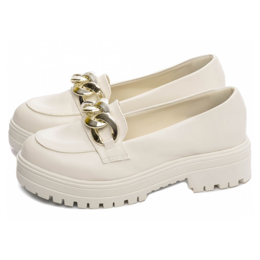 Mocassim Feminino Tratorado em Napa Off White