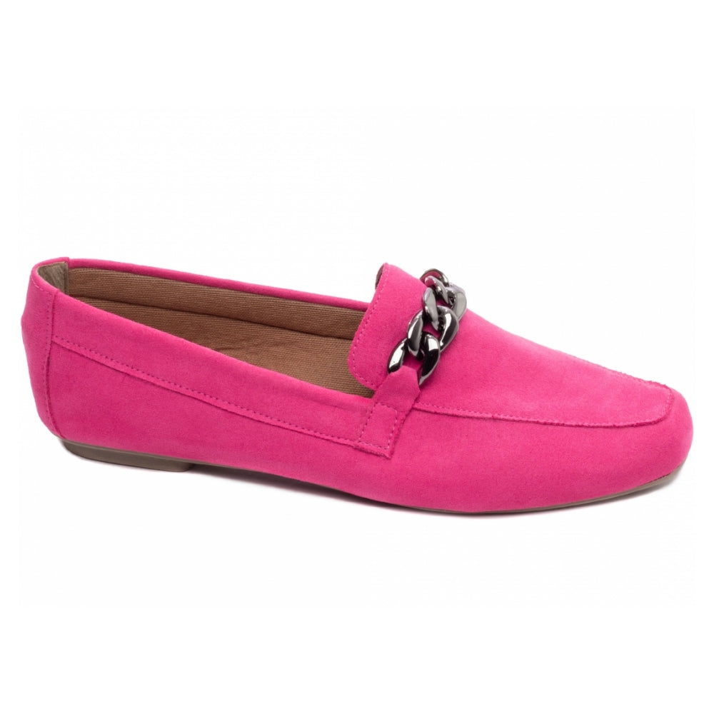 Mocassim Feminino Camurça Pink Bico Alongado