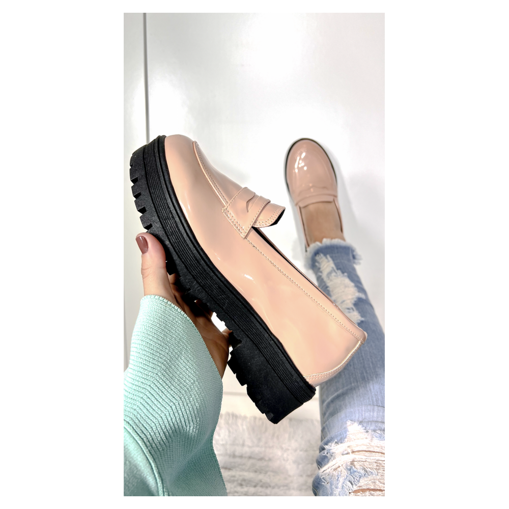 Mocassim Feminino Tratorado em Verniz Rose