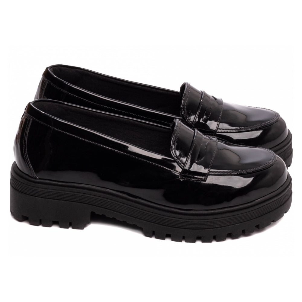 Mocassim Feminino Tratorado em Verniz Preto