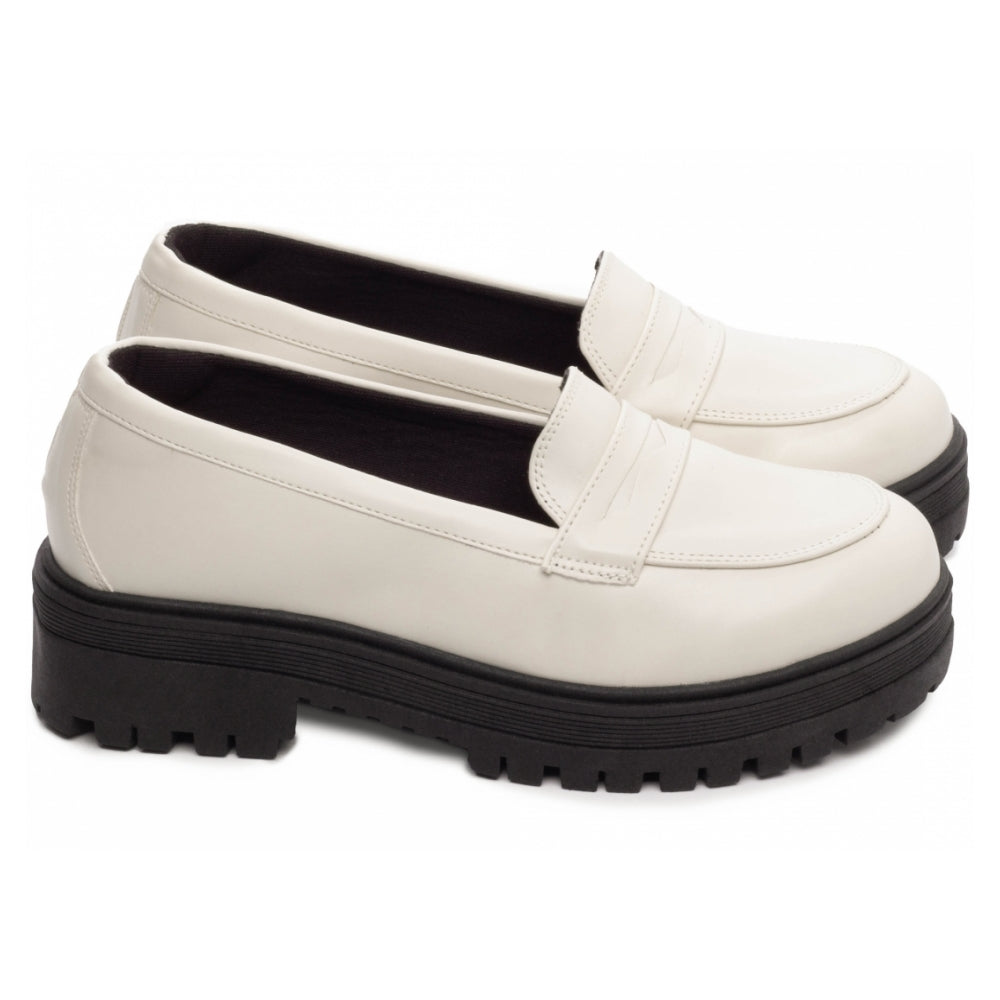 Mocassim Feminino Tratorado em Napa Off White