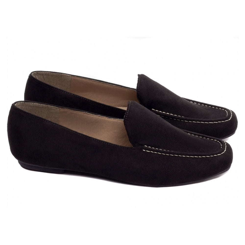 Mocassim Feminino Bico Alongado Camurça Preto