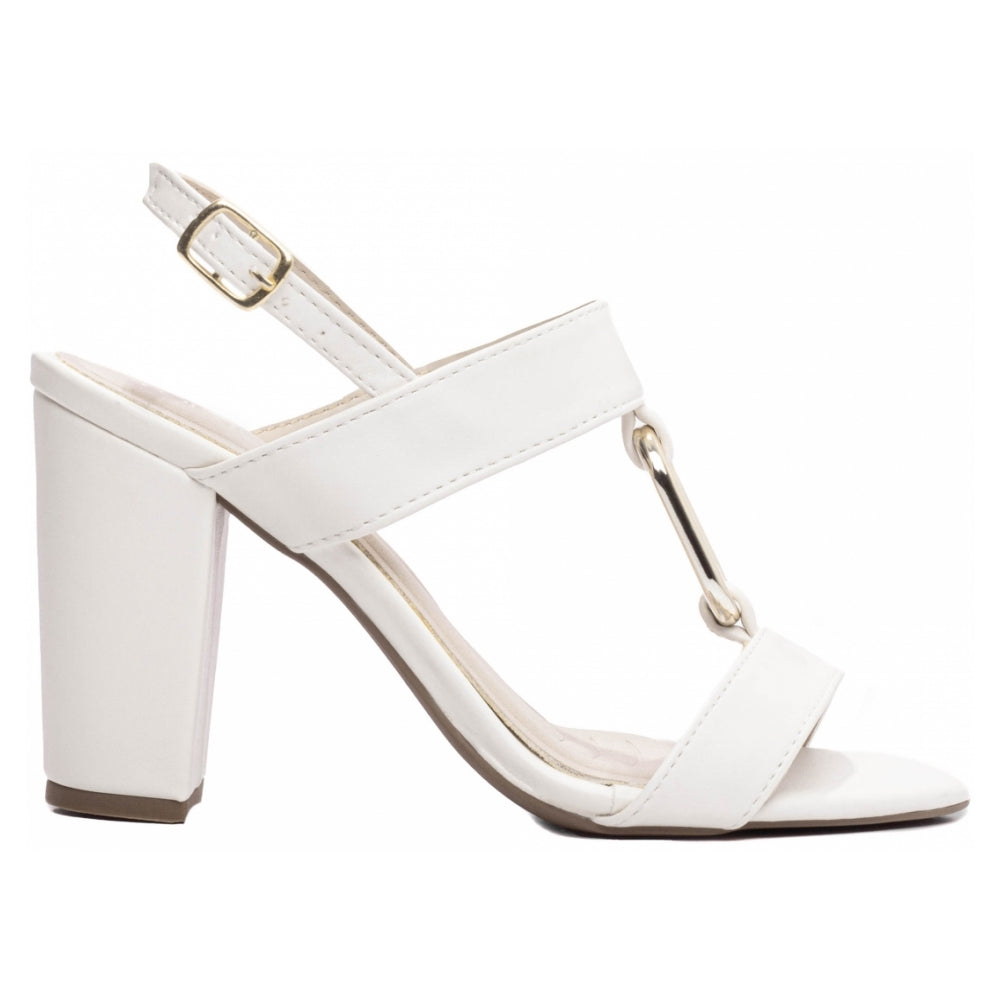 Sandalia Napa Off White com Fivela Dourada