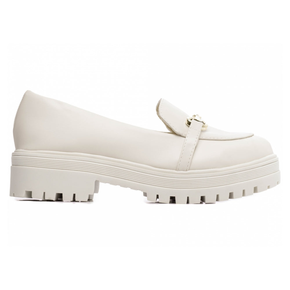 Mocassim Feminino Tratorado Napa Off White