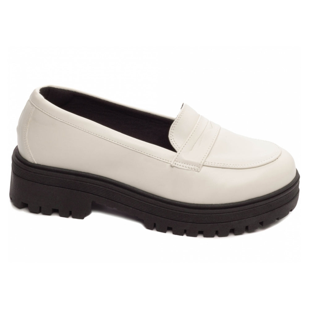 Mocassim Feminino Tratorado em Napa Off White