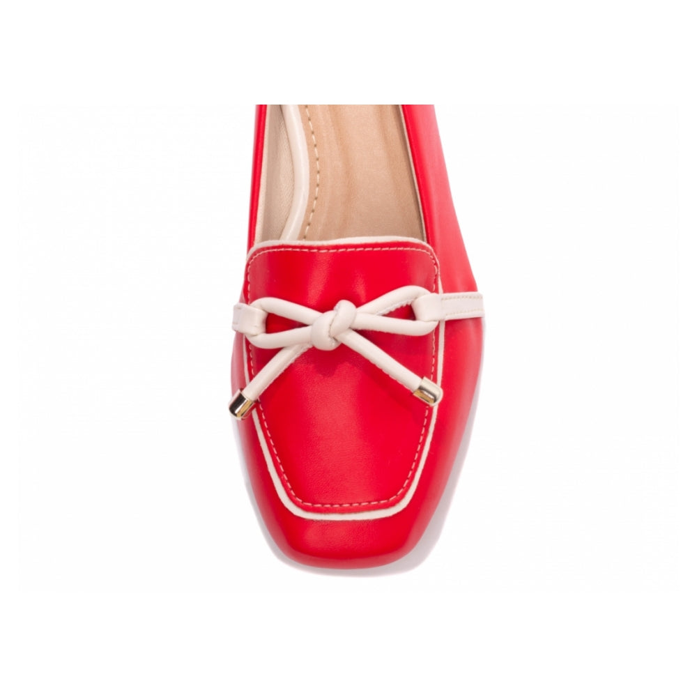 Mocassim em Napa Vermelho e Napa Off White