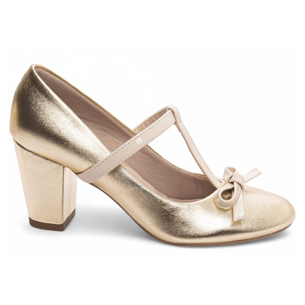 Sapato Scarpin Boneca Mary Jane Dourado