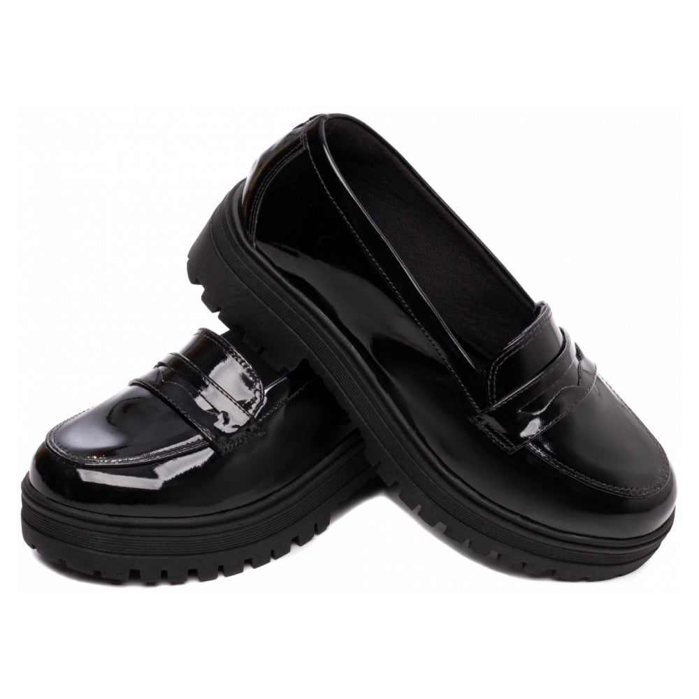 Mocassim Feminino Tratorado em Verniz Preto